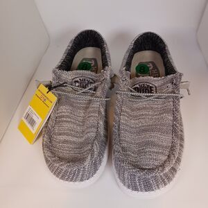 Hey Dude Men’s Wally Stretch Mix Slip‑On Shoes Granite Grey/Black Size 8 NEW